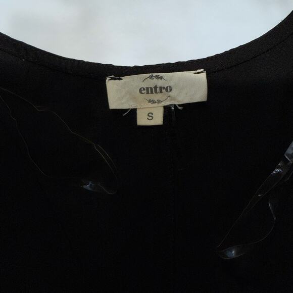 Entro Black Romper Women’s S Button Front Tie Waist 3/4 Sleeve One Piece Casual - Picture 5 of 16